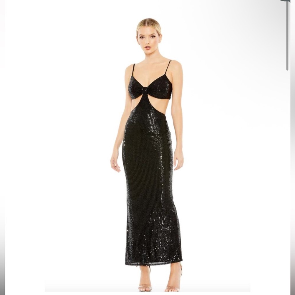Mac Duggal Sequin Spaghetti Strap Cut Out Prom Gown NWT Size 8